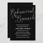 シックなきらめく|のフェイクな銀ぱくのリハーサルのブランチ 招待状 (正面/裏面)