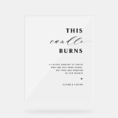 シックなこのロウソクは、メモリの霜の中で燃え結婚る アクリルサイン (正面)