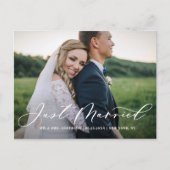 シックなたった今結婚しました書道オーバーレイフォト 案内ポストカード (正面)