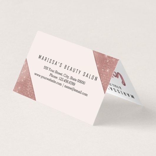 シックなのどのばら色の金ゴールドのグリッターのスパンコールのロイヤリティ 名刺 (裏面)