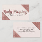 シックなのどのばら色の金ゴールドのグリッターのスパンコールの体の穿孔 名刺 (正面/裏面)