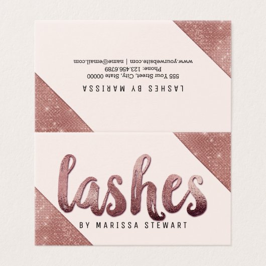 シックなのどのばら色の金ゴールドのグリッターのスパンコールの鞭 名刺 (外部フラット)