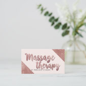 シックなのどのばら色の金ゴールドのグリッターのマッサージセラピスト 名刺 (スタンド正面)