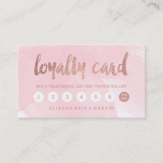 シックなのどのばら色の金ゴールドのタイポグラフィのピンクのロイヤリティカード ロイヤリティカード (正面)