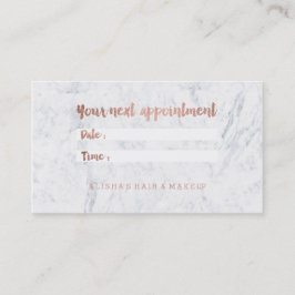 シックなのどのばら色の金ゴールドのタイポグラフィの大理石のアポイントメント 予約カード