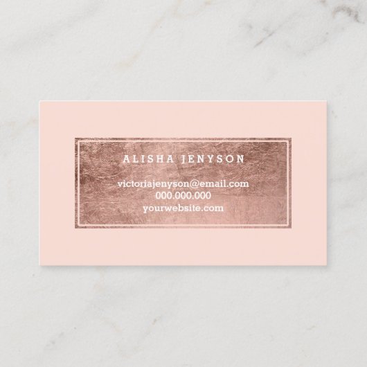 シックなのどのばら色の金ゴールドのタイポグラフィの赤面のアポイントメント 予約カード (裏面)