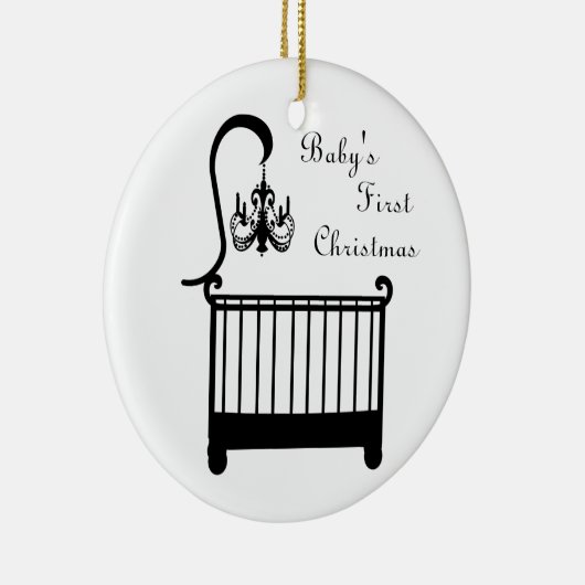 シックなまぐさ桶のシャンデリアのベビーの初めてのクリスマス2010年 セラミックオーナメント (右)