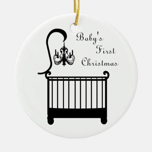 シックなまぐさ桶のシャンデリアのベビーの初めてのクリスマス2010年 セラミックオーナメント (正面)