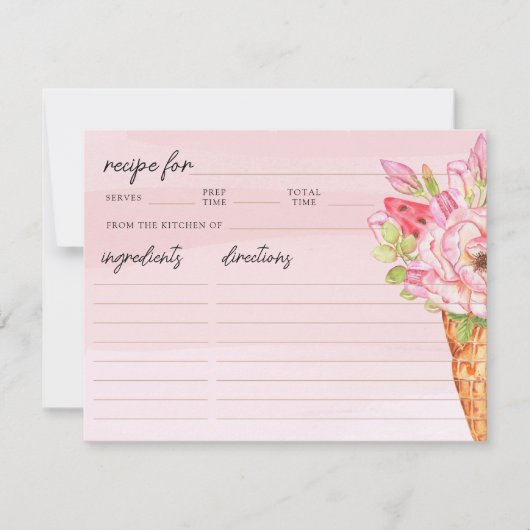 シックなアイスクリームブライダルシャワーレシピカード ノートカード (正面)