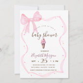 シックなアイスクリームボーストライプのベビーシャワー 招待状 (正面)