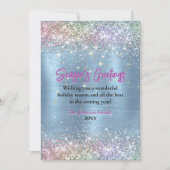 シックなアイスブルーフェイクグリッタークリスマス新年 (正面)