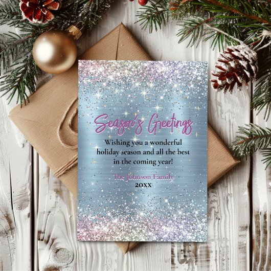 シックなアイスブルーフェイクグリッタークリスマス新年