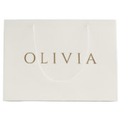 シックなアイボリークリームミニマルなモノグラム大きな贈り物  ラージペーパーバッグ (正面)