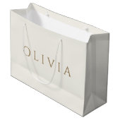 シックなアイボリークリームミニマルなモノグラム大きな贈り物  ラージペーパーバッグ (正面アングル)