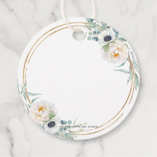 シックなアイボリーフローラ牡丹結婚緑の緑ありがとう フェイバータグ (裏面)