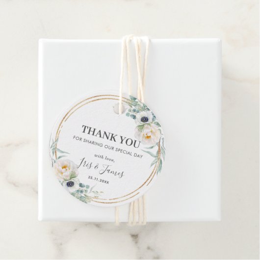 シックなアイボリーフローラ牡丹結婚緑の緑ありがとう フェイバータグ (インサイチュ)