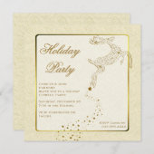 シックなアイボリー及び金ゴールドの休日のパーティの招待状 招待状 (正面/裏面)