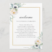 シックなアイボリー結婚フローラのイベントタイムラインの順序 プログラム (裏面)