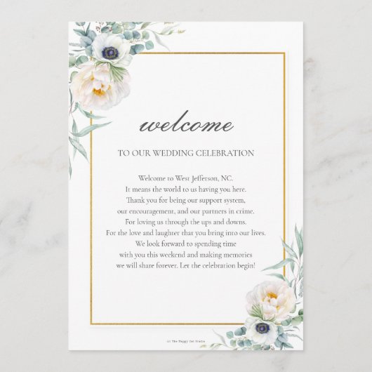 シックなアイボリー結婚フローラのイベントタイムラインの順序 プログラム (裏面)