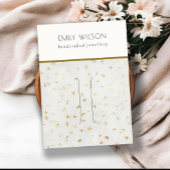 シックなアイボリー金ゴールドテラゾテクスチャヘアピンディスプレイ 名刺