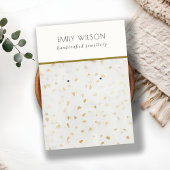 シックなアイボリー金ゴールドテラゾマーブルテクスチャイヤリング 名刺