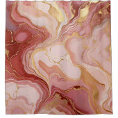 シックなアイボリー、テラコッタ、および金ゴールドのマルブリード シャワーカーテン (正面)