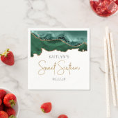 シックなアガテエメラルドグリーン金ゴールドスウィート16誕生日 スタンダードカクテルナプキン (インサイチュ)