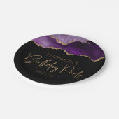 シックなアガテパープル金ゴールド任意の年の誕生日パーティー ペーパープレート (アングル)