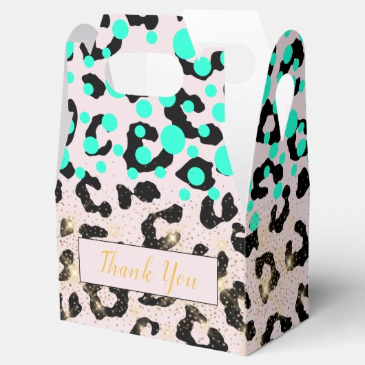 シックなアクアアニマルプリント金ゴールドダストパーティーフェイスボックス フェイバーボックス (オープン)