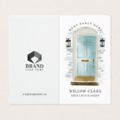 シックなアクアウォーターカラーフロントドアフォト&サービス 名刺 (外部フラット)