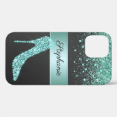 シックなアクアグリッターダイヤモンドハイヒールシューズ名 Case-Mate iPhoneケース (裏面 (横))