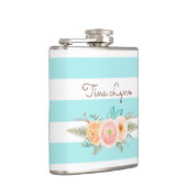 シックなアクアストライプのフェミニンフローラと名前 フラスク (右)