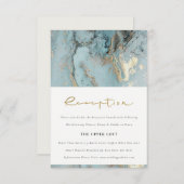 シックなアクアデュスキーブルー金ゴールドアゲート結婚式レセプション エンクロージャーカード (正面/裏面)