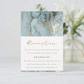シックなアクアデュスキーブルー金ゴールドアゲート結婚式レセプション エンクロージャーカード (スタンド正面)