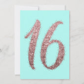 シックなアクアバラ金ゴールドスキャッターグリッタースウィート16 招待状 (裏面)