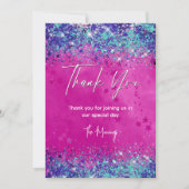 シックなアクアピンク虹色グリッター感謝していユー カード (正面)