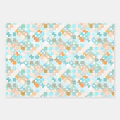 シックなアクアブルーコーラルオレンジサークルアートパターン ラッピングペーパーシート (正面3)