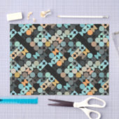 シックなアクアブルーコーラルオレンジサークルアートパターン 薄葉紙 (クラフト)