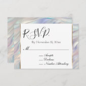 シックなアクアブルーパープルパールホワイトウェディングRSVP エンクロージャーカード (正面/裏面)