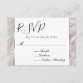 シックなアクアブルーパープルパールホワイトウェディングRSVP エンクロージャーカード (正面)