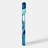 シックなアクアブルー大理石フェイク金ゴールドグリッターモノグラム Case-Mate iPhoneケース (裏面 / 右)