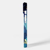 シックなアクアブルー大理石フェイク金ゴールドグリッターモノグラム Case-Mate iPhoneケース (裏面 / 左)