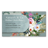 シックなアクアマリンボホーレザーアーチ マグネット名刺 (正面)