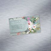 シックなアクアマリンボホーレザーアーチ マグネット名刺 (インサイチュ)