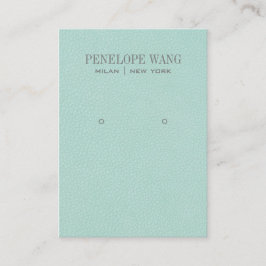 シックなアクアレザールックジュエリーイヤリングディスプレイ 名刺