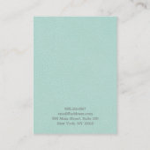 シックなアクアレザールックジュエリーイヤリングディスプレイ 名刺 (裏面)