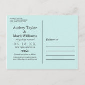 シックなアクア結婚ブルーの写真保存日 案内ポストカード (裏面)