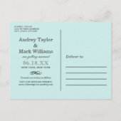 シックなアクア結婚ブルーの写真保存日 案内ポストカード (裏面)