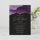 シックなアゲテゲードパープル金ゴールドブライダルシャワー 招待状 (スタンド正面)