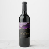 シックなアゲートグエードパープル金ゴールド60th誕生日パーティー ワインラベル (正面)